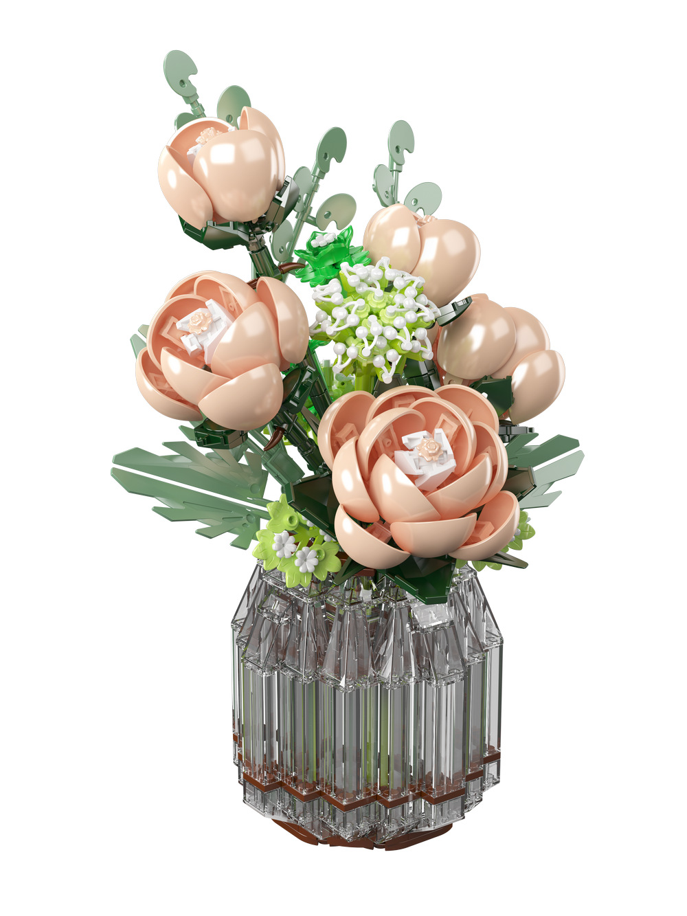 Mould King 24109 White Rose Flower Bouquet Building Toy Set | 981 PCS