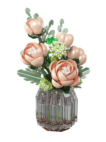 Mould King 24109 White Rose Flower Bouquet Building Toy Set | 981 PCS