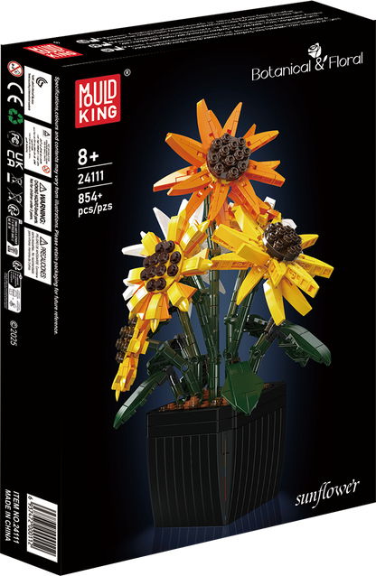 Mould King 24111 Sunflower 2 Potted Building Toy Set | 854 PCS