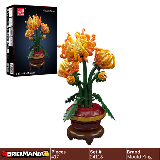 Mould King 24118 Chrysanthemum Potted Plant Building Toy Set | 417 PCS