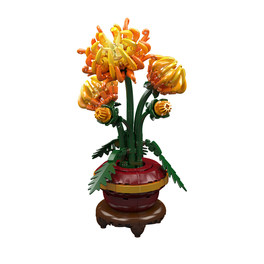 Mould King 24118 Chrysanthemum Potted Plant Building Toy Set | 417 PCS