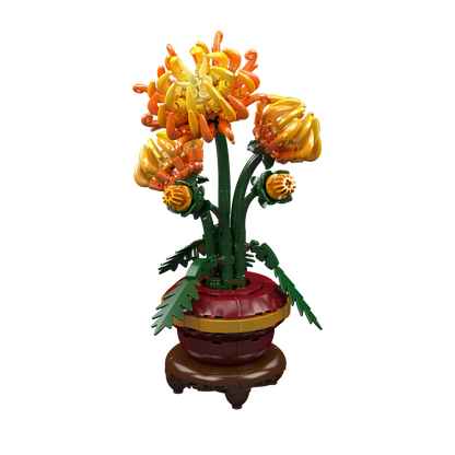 Mould King 24118 Chrysanthemum Potted Plant Building Toy Set | 417 PCS