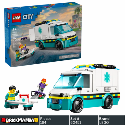 LEGO 60451 City Emergency Ambulance | 184 PCS