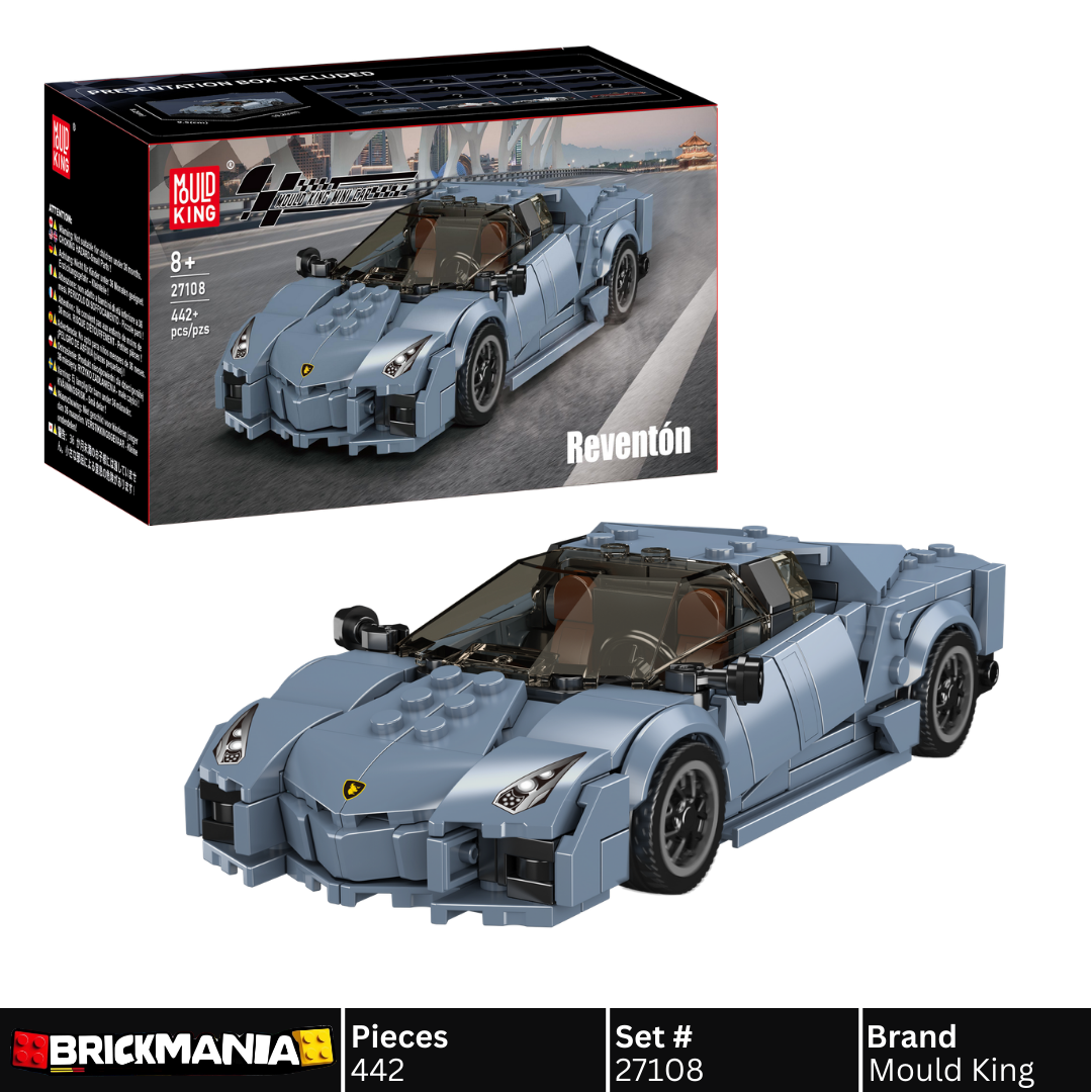 Mould King 27108 Lamborghini Reventón Blue Hypercar Model Building Toy Set | 442 PCS