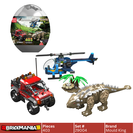 Mould King 29004 Ankylosaurus Helicopter & Off-Road Camp Dino Egg Building Toy Set | 403 PCS