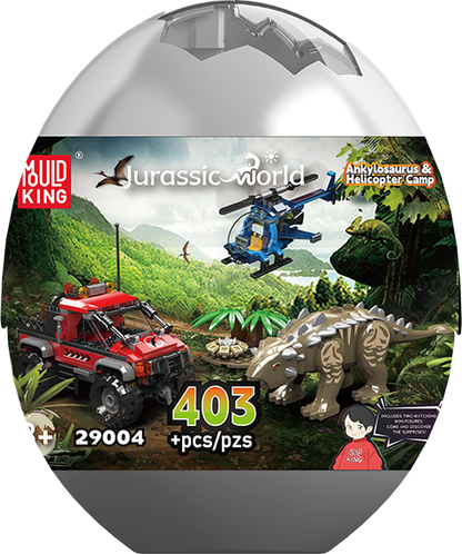 Mould King 29004 Ankylosaurus Helicopter & Off-Road Camp Dino Egg Building Toy Set | 403 PCS