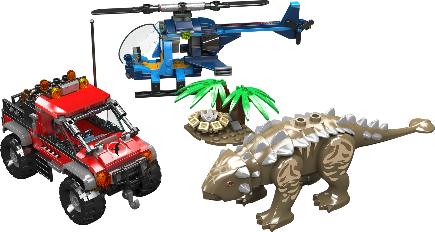 Mould King 29004 Ankylosaurus Helicopter & Off-Road Camp Dino Egg Building Toy Set | 403 PCS