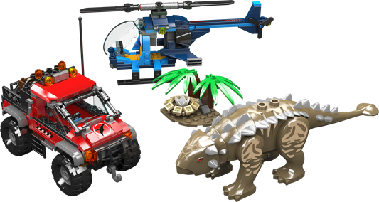 Mould King 29004 Ankylosaurus Helicopter & Off-Road Camp Dino Egg Building Toy Set | 403 PCS