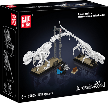Mould King 29005 Mosasaurus & Velociraptor Fossil Display Model Building Toy Set | 1418 PCS