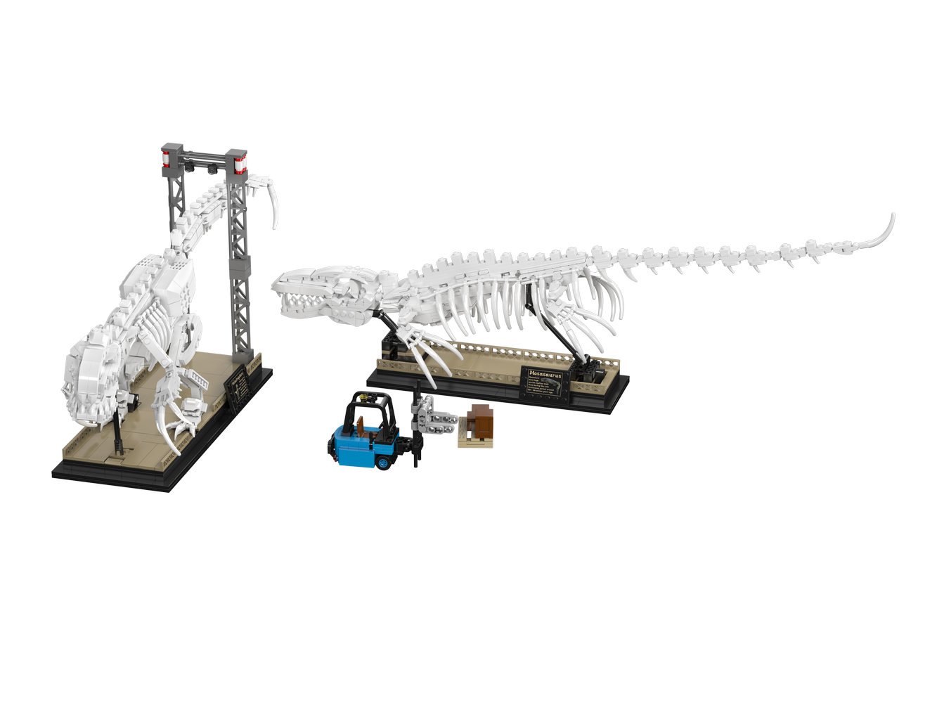 Mould King 29005 Mosasaurus & Velociraptor Fossil Display Model Building Toy Set | 1418 PCS