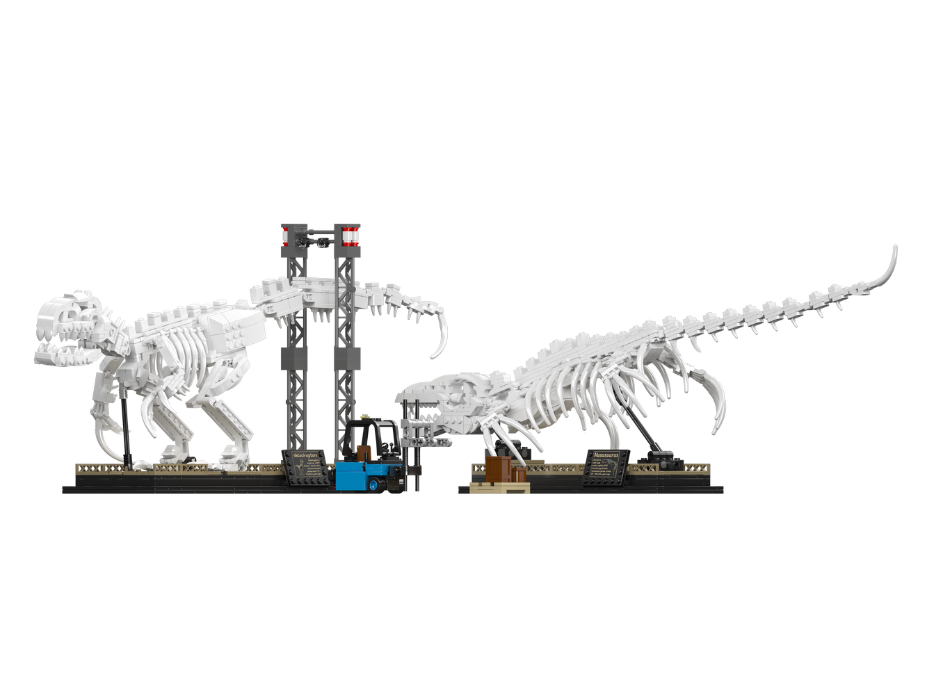 Mould King 29005 Mosasaurus & Velociraptor Fossil Display Model Building Toy Set | 1418 PCS