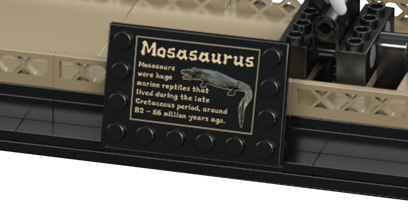 Mould King 29005 Mosasaurus & Velociraptor Fossil Display Model Building Toy Set | 1418 PCS