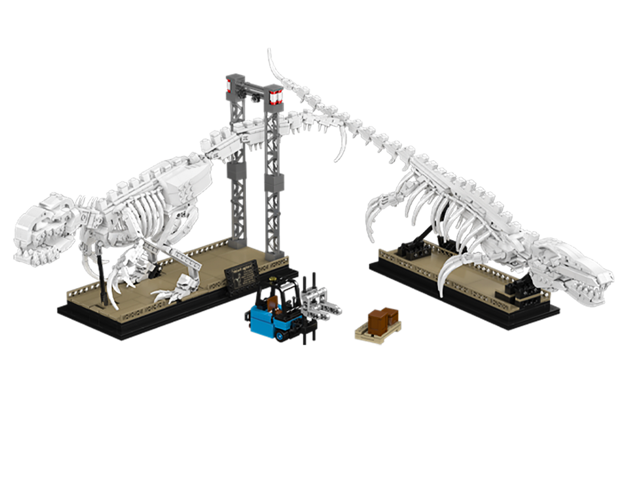 Mould King 29005 Mosasaurus & Velociraptor Fossil Display Model Building Toy Set | 1418 PCS