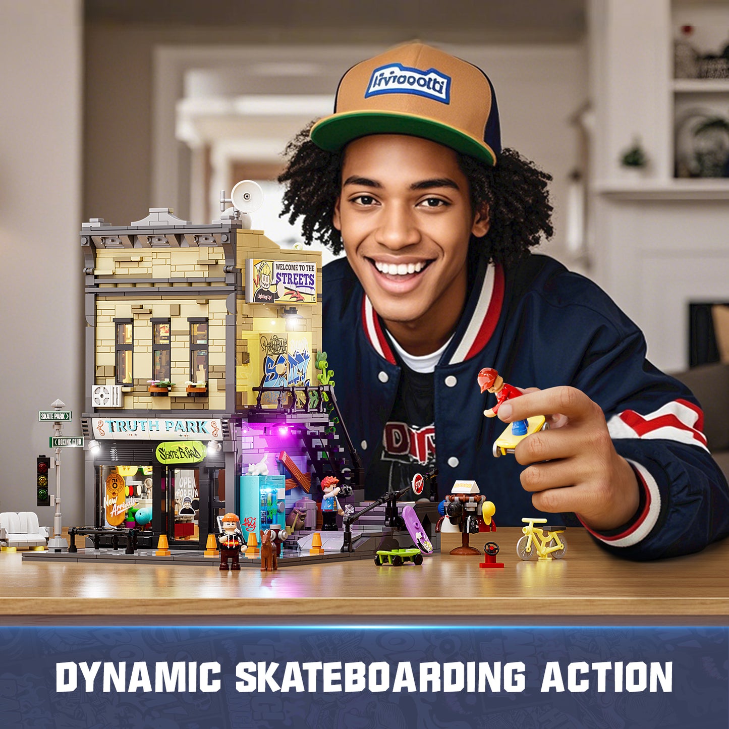 Lumibricks F9051 Skateboard Shop Building Toy Set | 1573 PCS