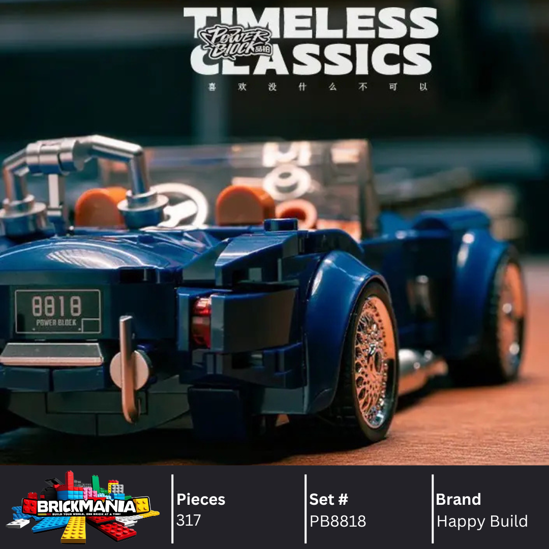 Happy Build PB8818 Shelby Cobra Building Toy Set | 317 PCS | Buildable Car with Display Container