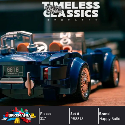 Happy Build PB8818 Shelby Cobra Building Toy Set | 317 PCS | Buildable Car with Display Container