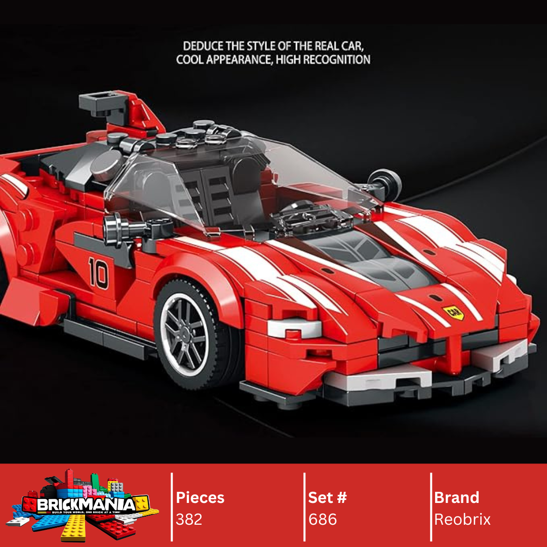 Reobrix 686 Red Ferrari FXX-K V2 Building Toy Set | 382 PCS