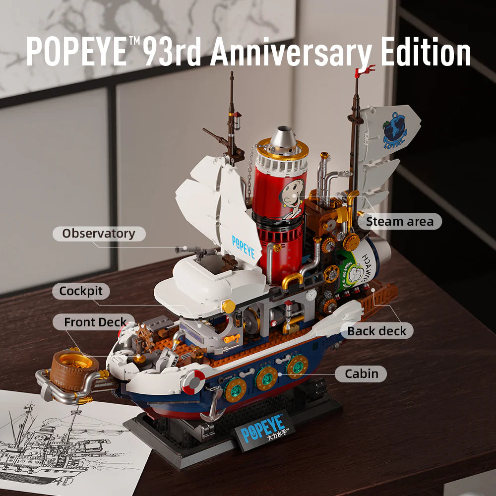 Pantasy 86402 Popeye  Treasure Hunt Steamship Building Toy Set |1800 PCS