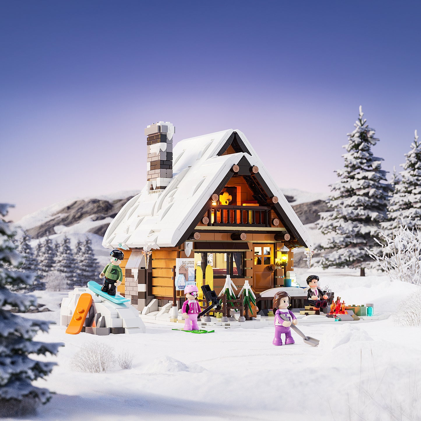 Lumibricks F9041 SKI LODGE Building Toy Set | 2187 PCS