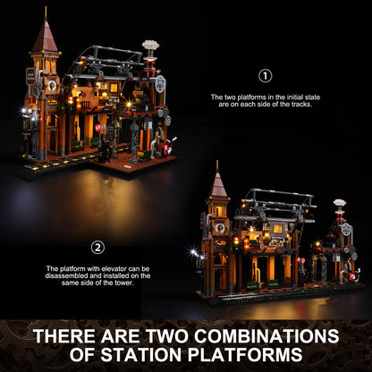 Lumibricks F9007 V2.0 Steampunk Train Station Building Toy Set | 1917 PCS
