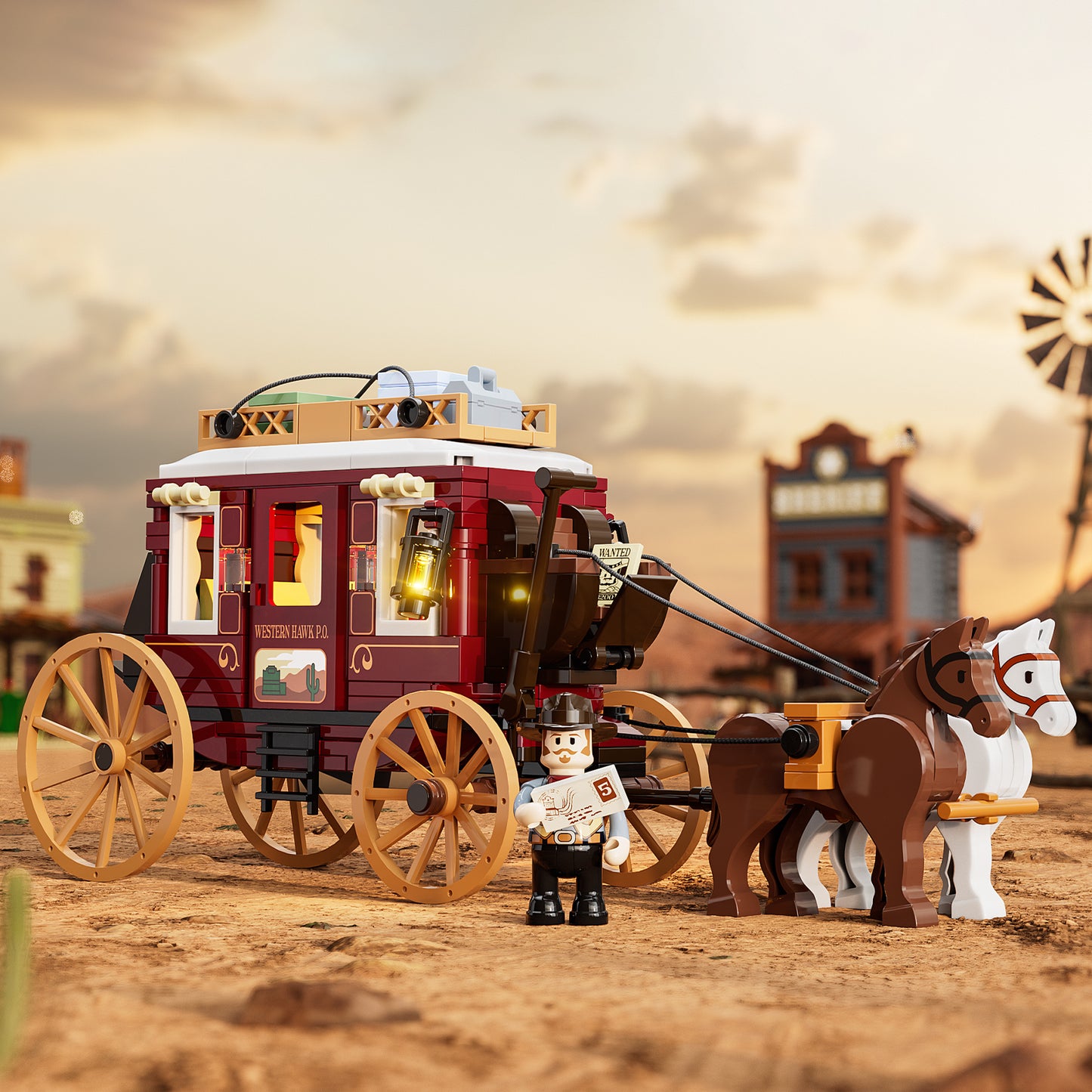 Lumibricks F9052 Western Stagecoach Building Toy Set | 293 PCS