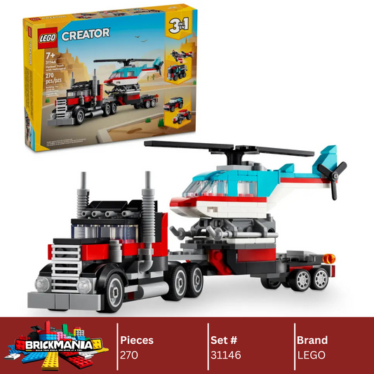 LEGO 31146 Creator 3in1 Flatbed Truck with Helicopter | 270 PCS