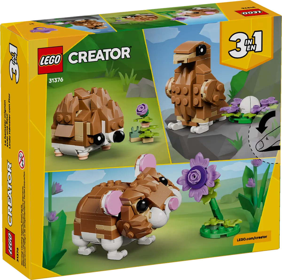 LEGO 31376 Creator 3-in-1 Cute Hamster with a Flower | 166 PCS