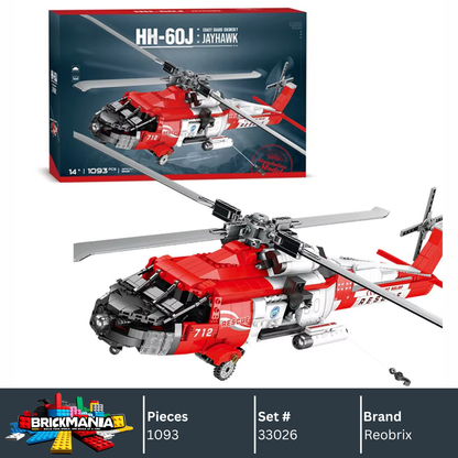 Reobrix 33026 HH‑60J Jayhawk Rescue Helicopter Building Toy Set | 1137 PCS