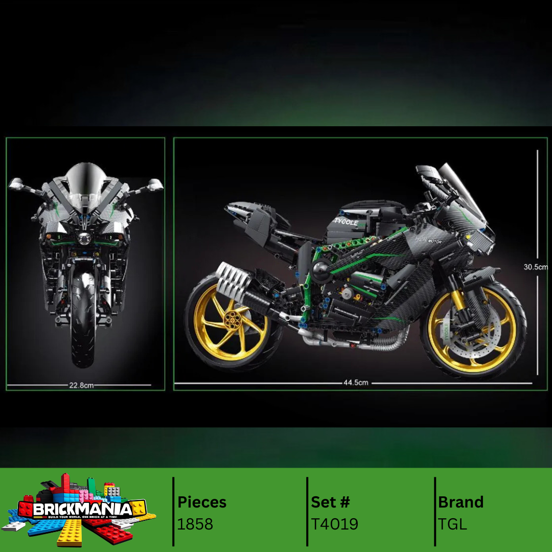 Set Mattoncini Technik Moto Kawasaki H2R - Modello Da Costruire 1858 Pezzi - Collezione Per Adulti E Ragazzi