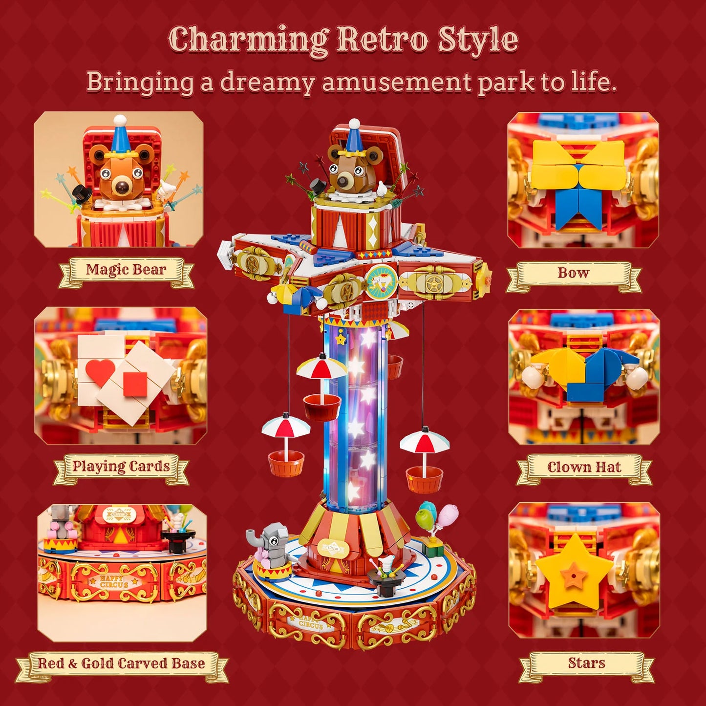Pantasy 86003 Retro Collection Circus Paradrop Building Toy Set | 1680 PCS