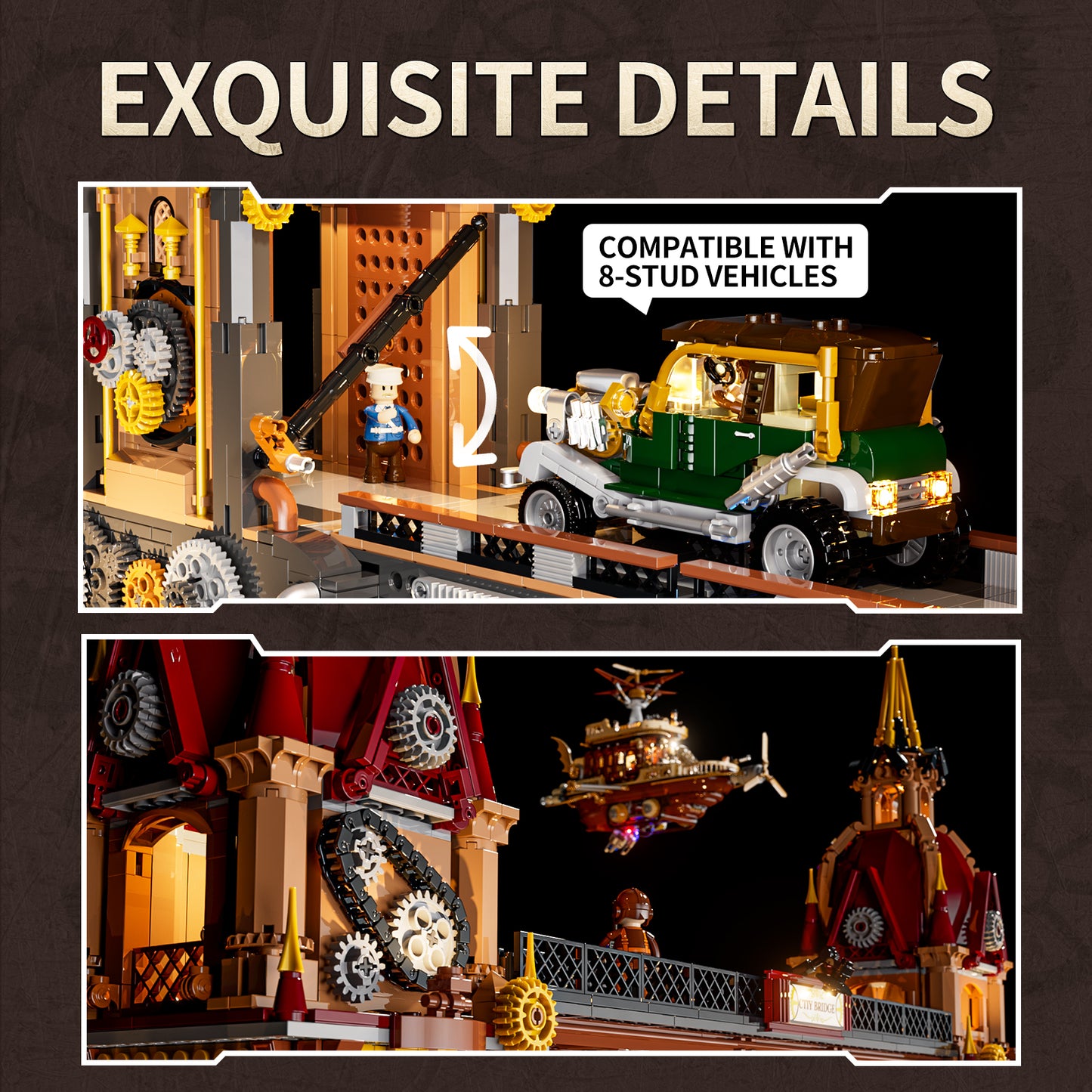 Lumibricks F9047 Steampunk City Bridge Building Toy Set | 3170 PCS