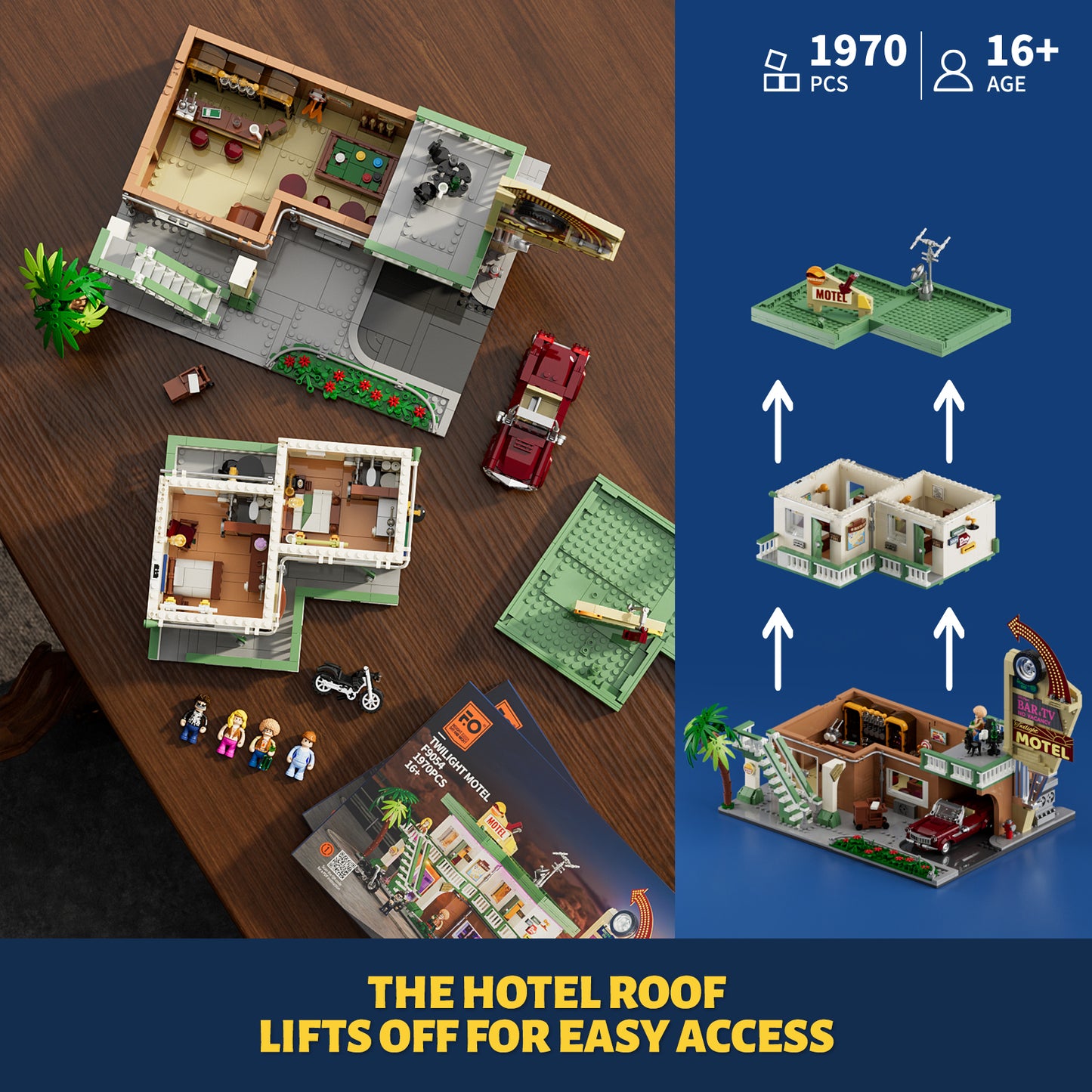 Lumibricks F9054 Twilight Motel Building Toy Set | 1970 PCS