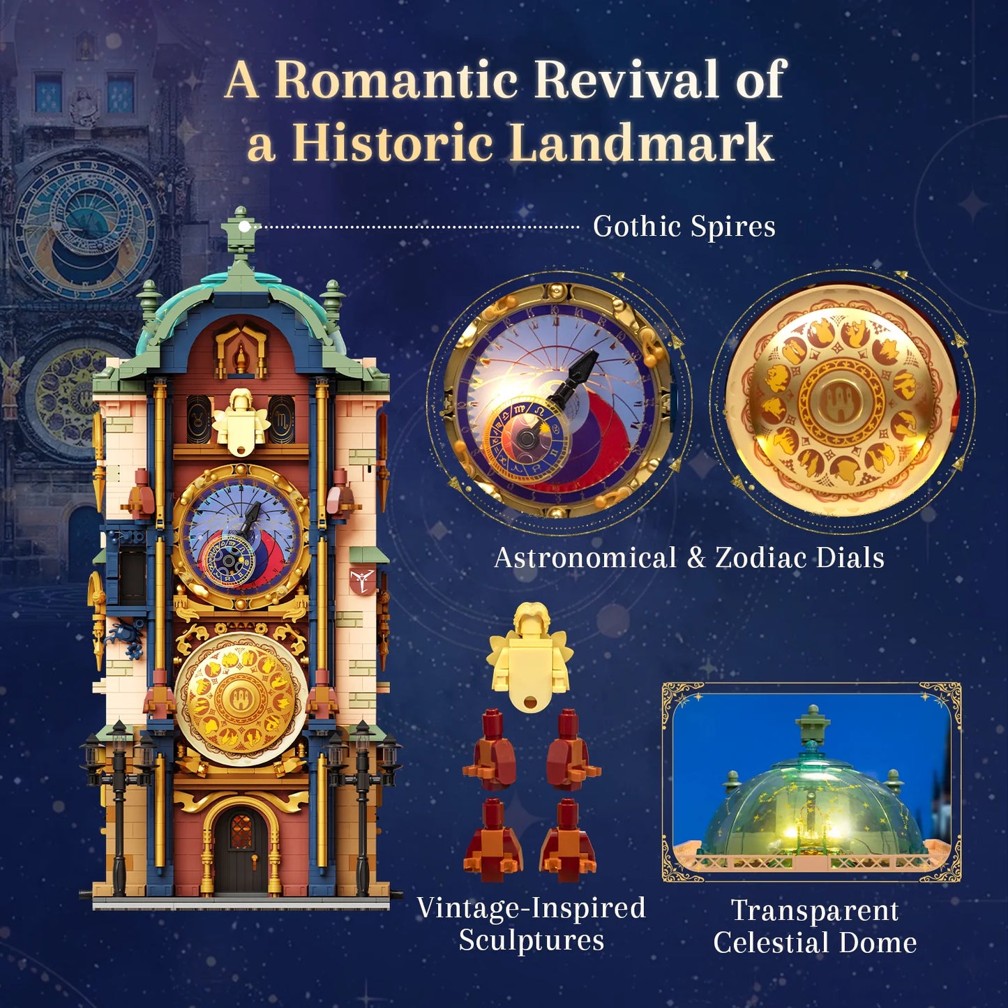 Pantasy 85045 Modular Building Prague astronomical clock Building Toy Set | 2441 PCS
