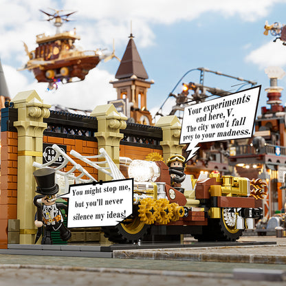 Lumibricks F9067 Steampunk Motorcycle Pursuit Building Toy Set | 424 PCS