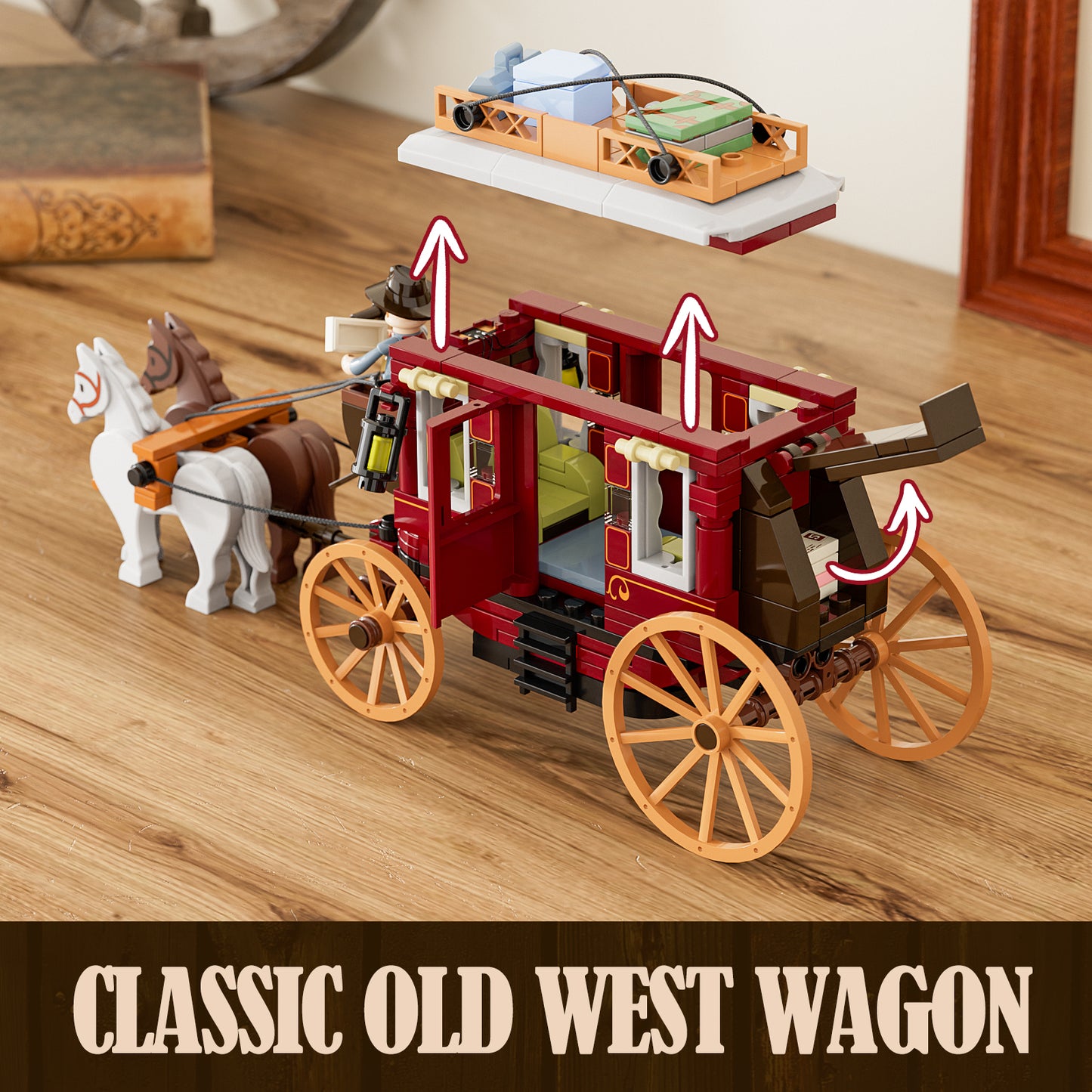 Lumibricks F9052 Western Stagecoach Building Toy Set | 293 PCS