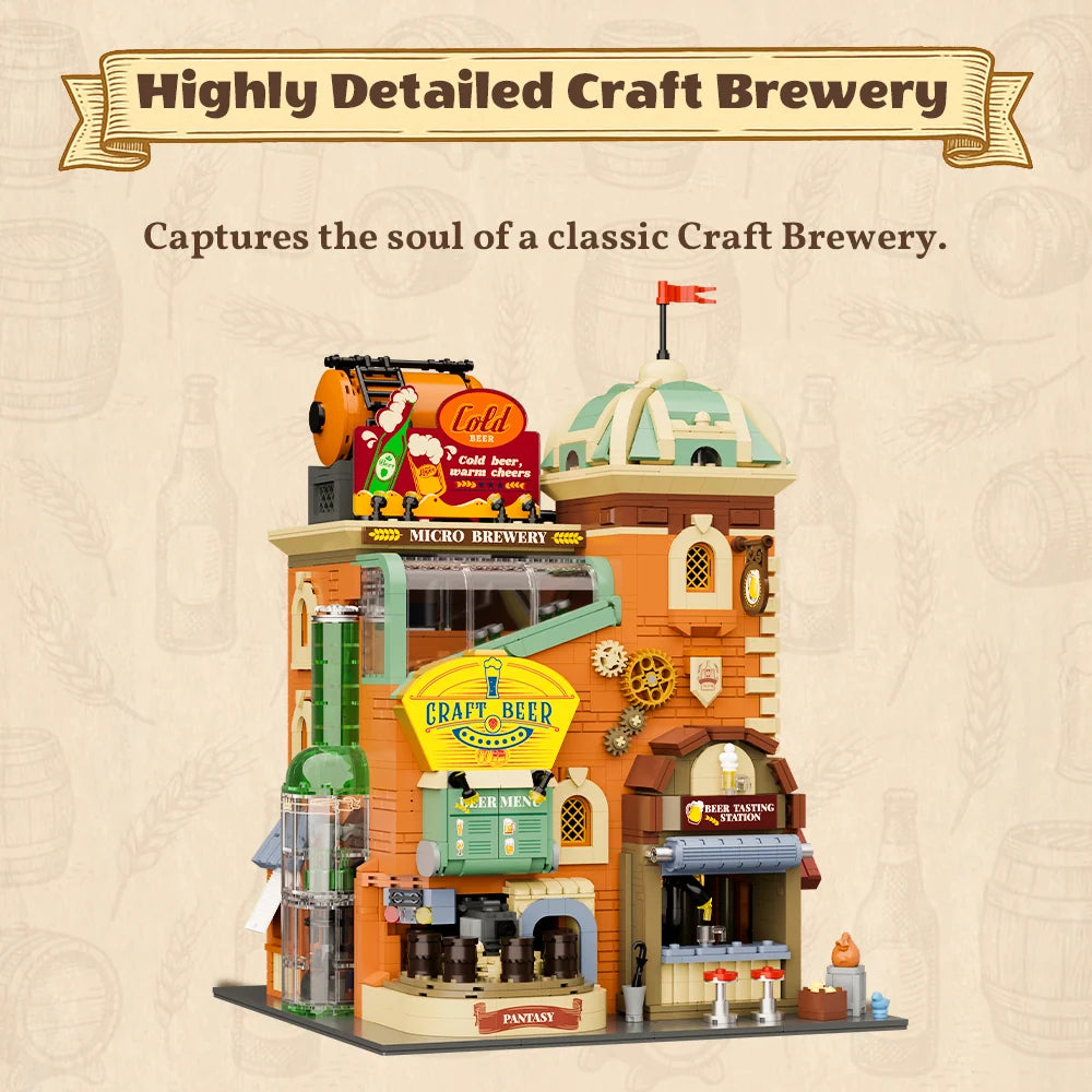 Pantasy 85023 Modular Building Craft Brewery Building Toy Set | 3095 PCS