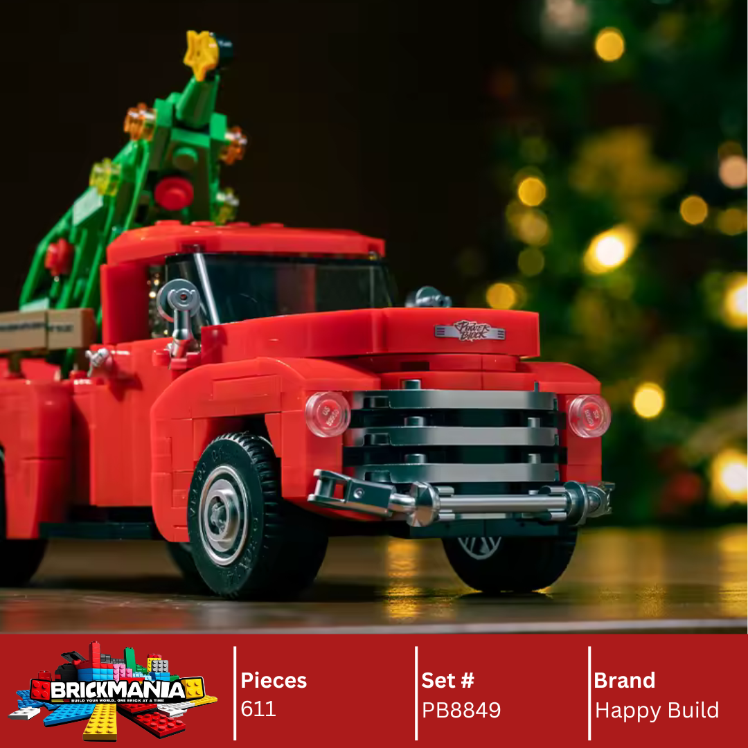Happy Build PB8849 Christmas Truck Building Toy Set | 611 PCS | Buildable Car with Display Container