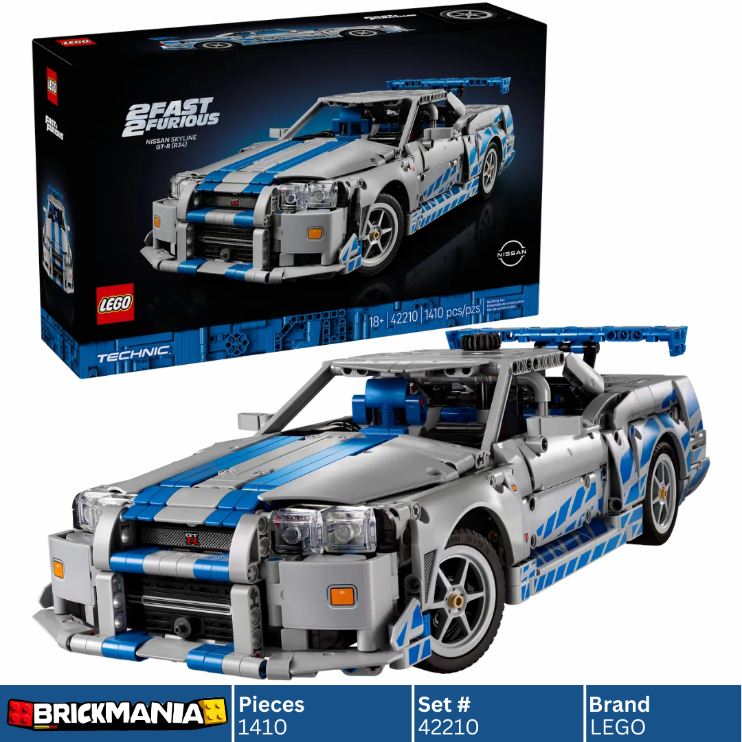 LEGO 42210 Technic 2 Fast 2 Furious Nissan Skyline GT-R (R34) Car | 1410 PCS