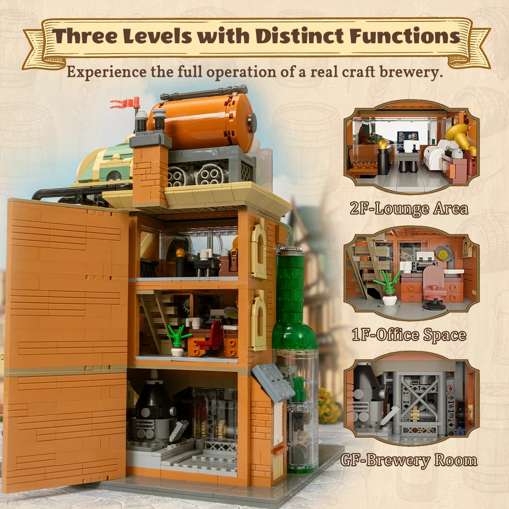 Pantasy 85023 Modular Building Craft Brewery Building Toy Set | 3095 PCS