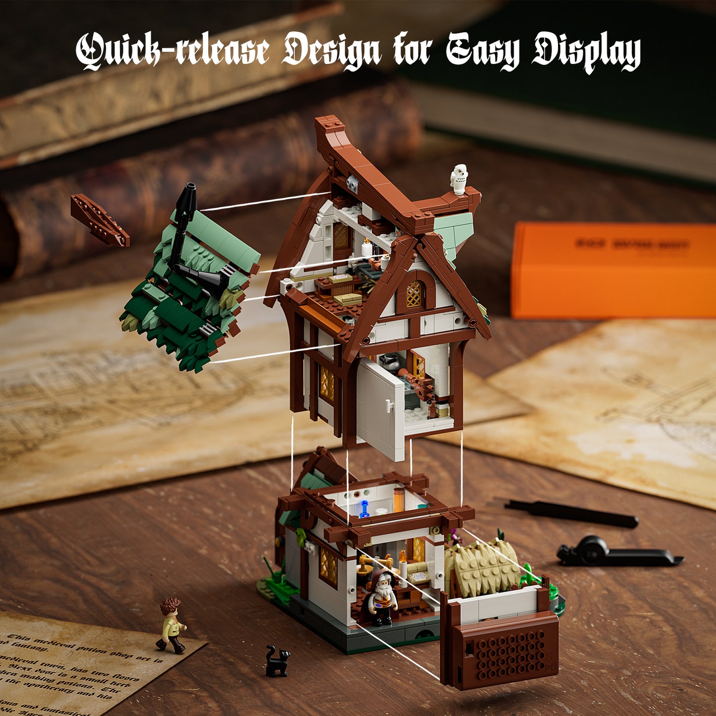 Lumibricks F9024 Medieval Apothecary Shop Building Toy Set | 1470 PCS