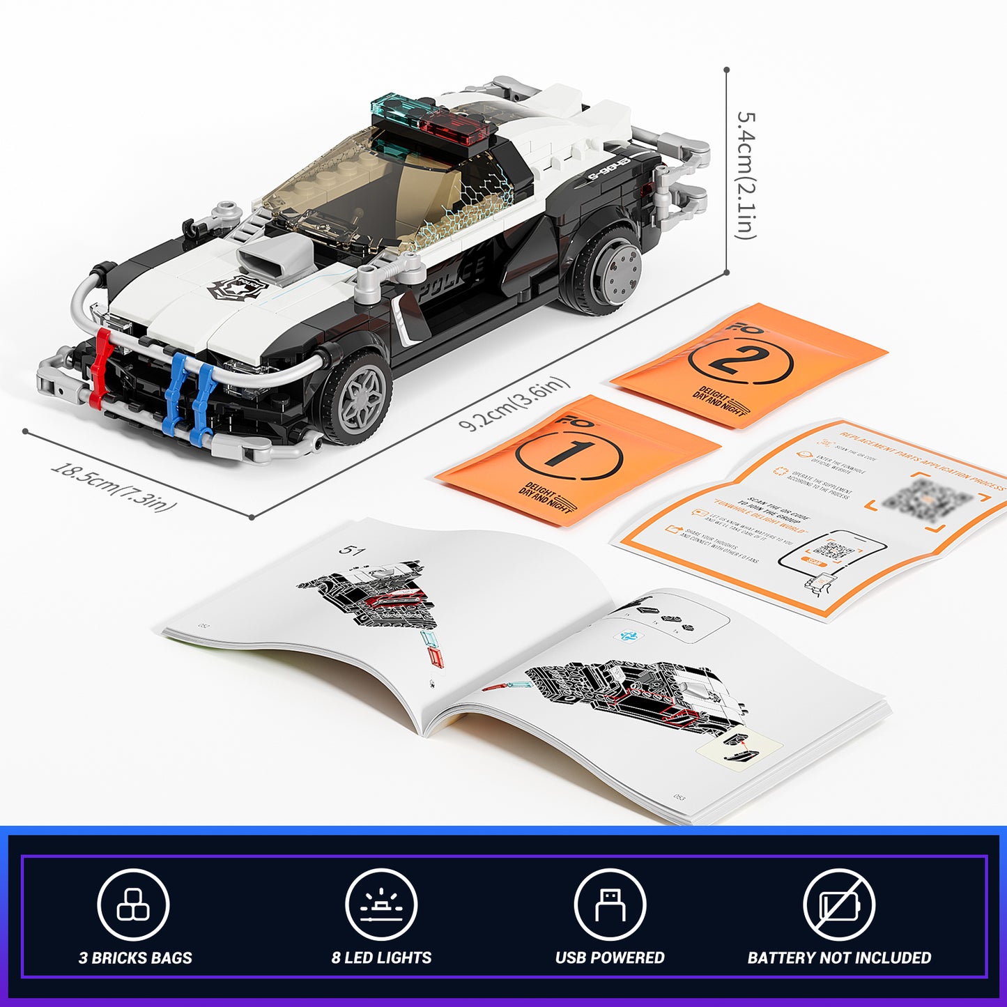 Lumibricks F9043 Police Patrol Car Building Toy Set | 372 PCS