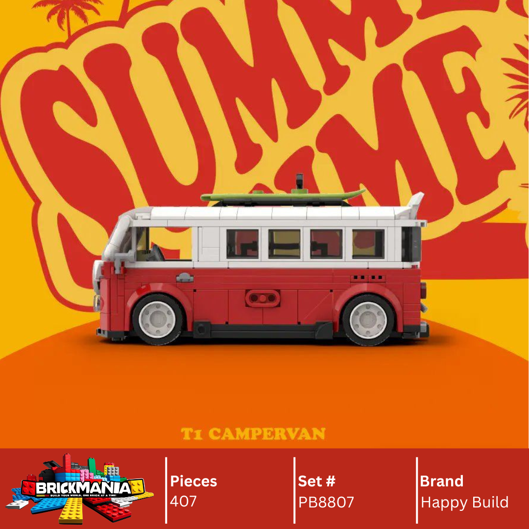 Happy Build PB8807 T1 Campervan Building Toy Set | 407 PCS | Buildable Car with Display Container