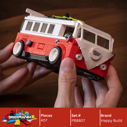 Happy Build PB8807 T1 Campervan Building Toy Set | 407 PCS | Buildable Car with Display Container