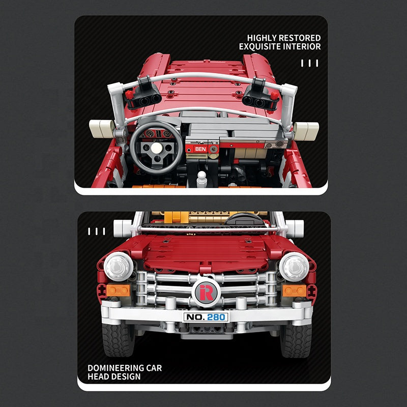 Reobrix 11005‑D Vintage Mercedes‑Benz 280SL Building Toy Set | 1578 PCS