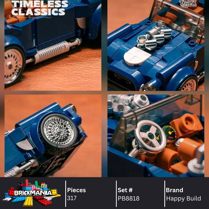 Happy Build PB8818 Shelby Cobra Building Toy Set | 317 PCS | Buildable Car with Display Container