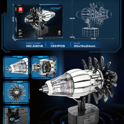Reobrix 33018 Aircraft Engine Model Building Toy Set | 1351 PCS