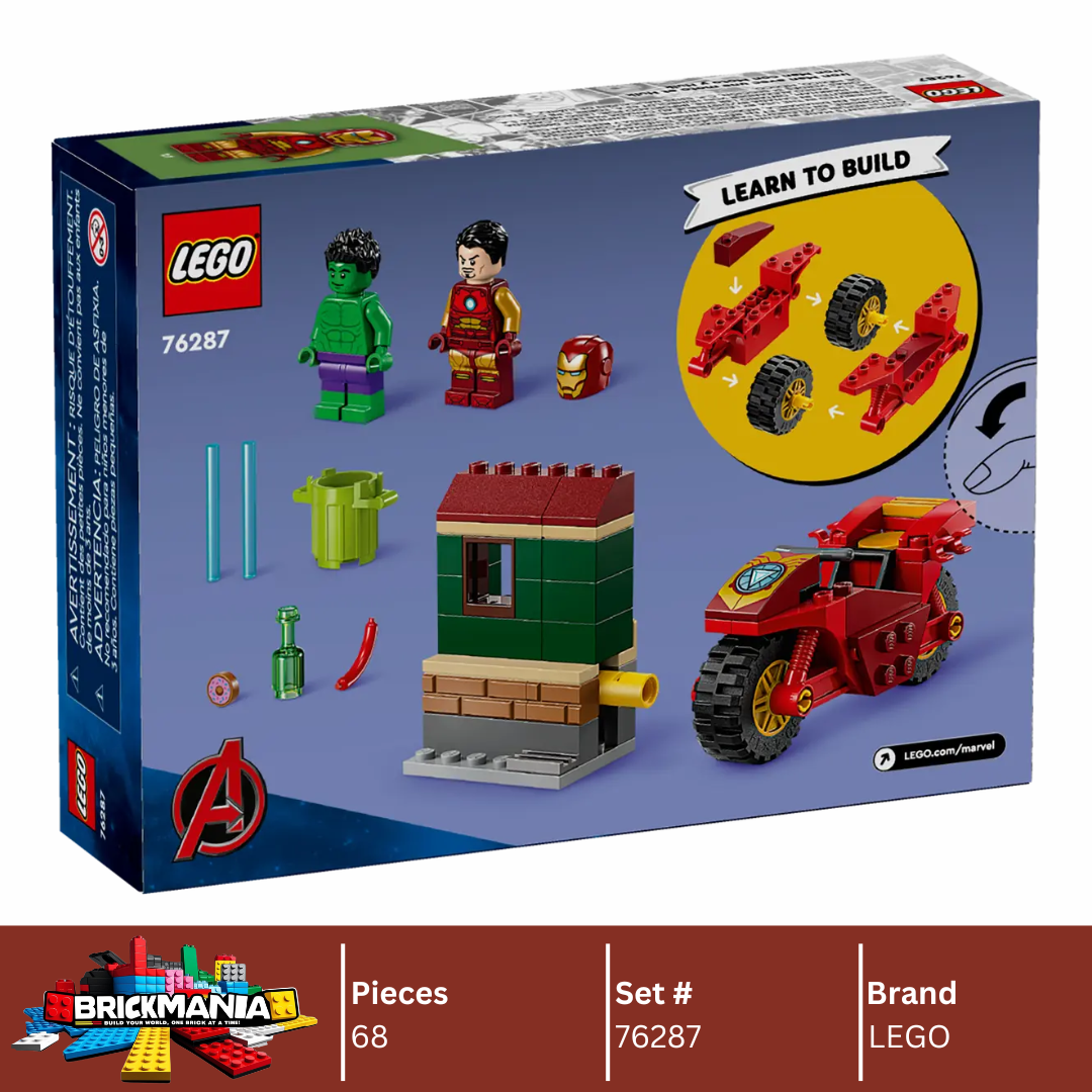 LEGO 76287 Marvel Iron Man with Bike and The Hulk | 68 PCS