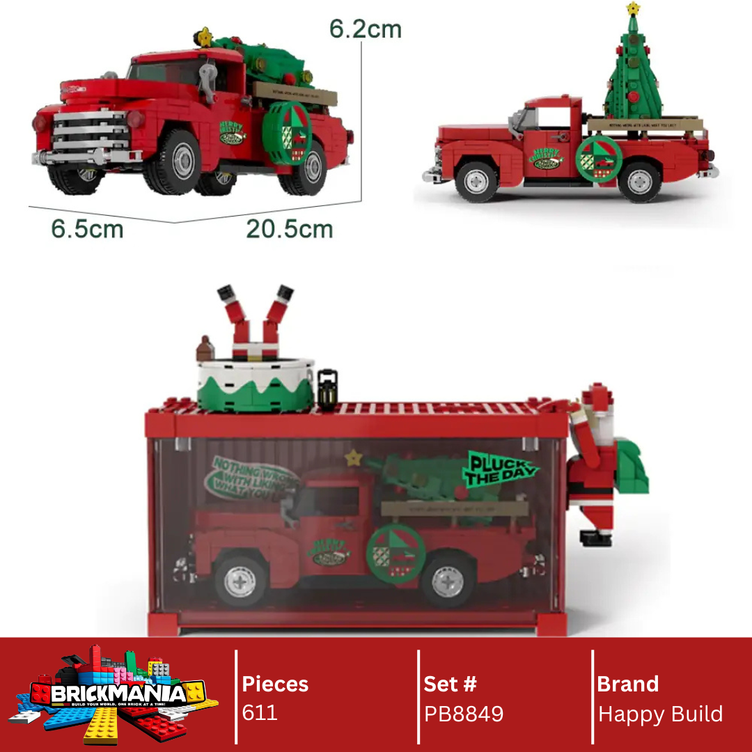 Happy Build PB8849 Christmas Truck Building Toy Set | 611 PCS | Buildable Car with Display Container