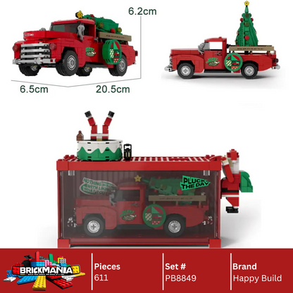 Happy Build PB8849 Christmas Truck Building Toy Set | 611 PCS | Buildable Car with Display Container