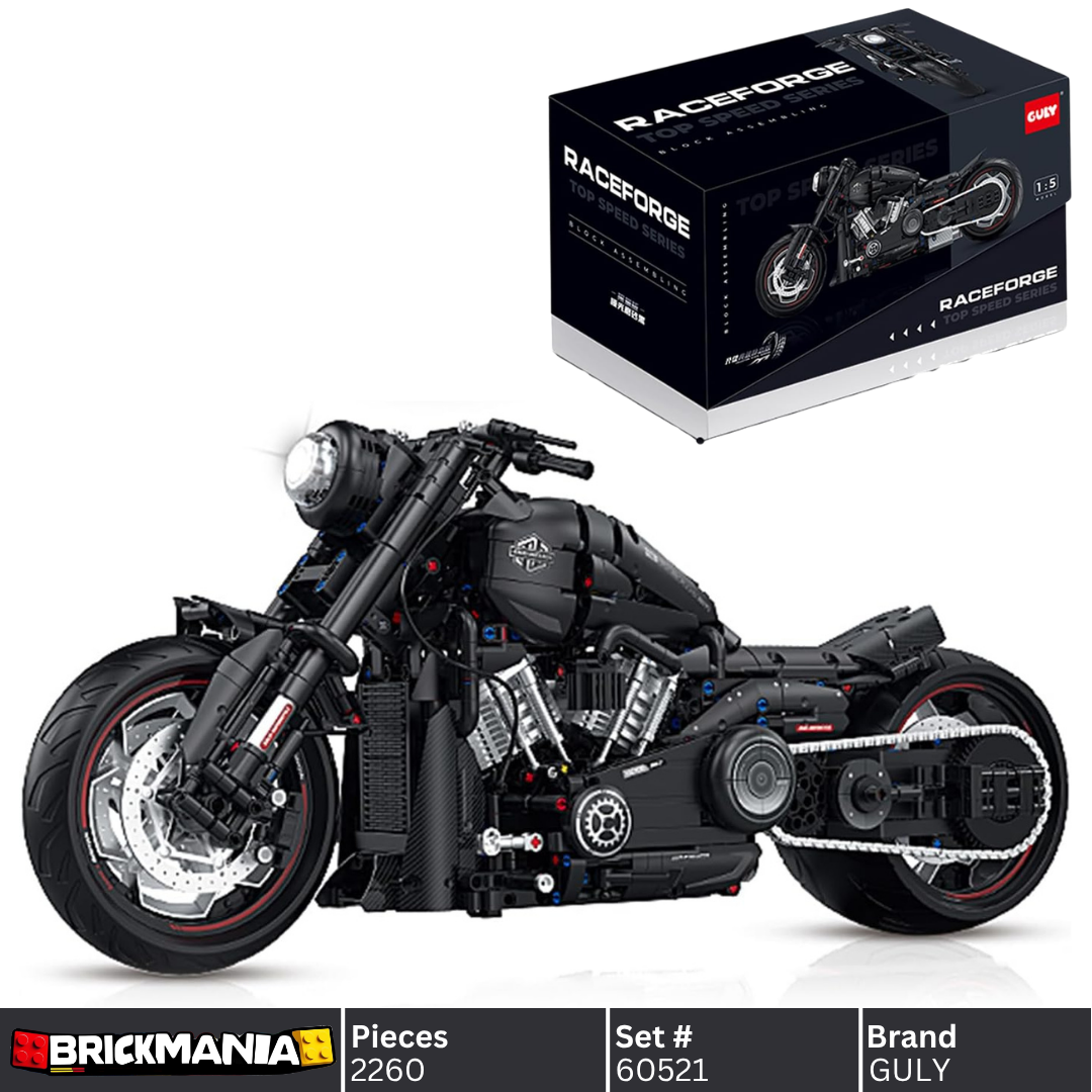 GULY 60521 Harley Davidson Matte Black Motorcycle Building Set | 2260 PCS